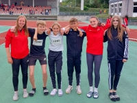 v.l.: Trainerin Annika Straub, Moritz Langenscheidt, Maya Klute, Levi Klute, Lilli Michel und Anna-Lena Knappkötter