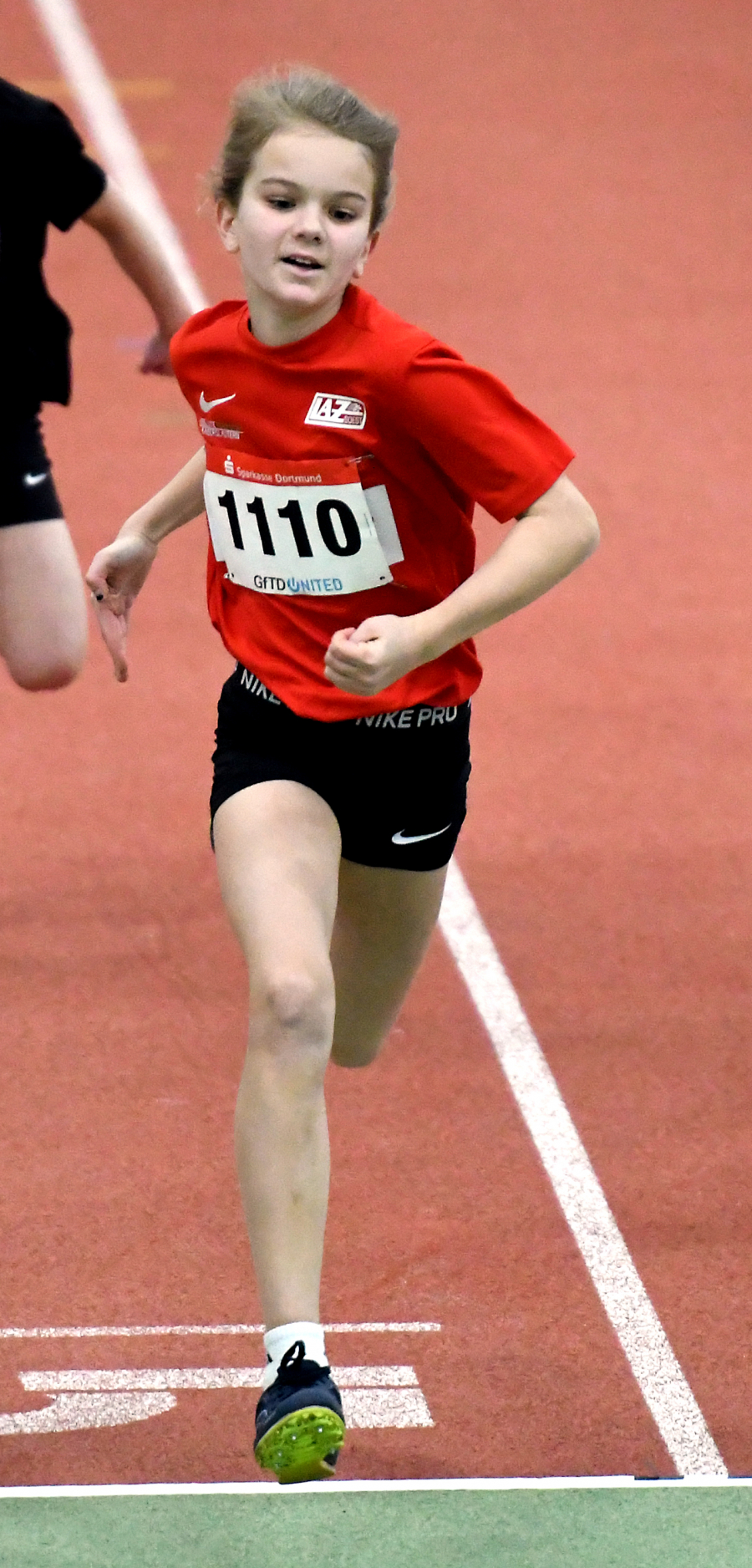 Hannah Snow beim 60-Meter-Sprint. Foto: Bottin