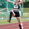 Überragende Sportlerin des LAZ Soest in Olfen: Nia Ferige (W15) stellte persönliche Bestleistungen im Dreisprung und Hochsprung auf. Foto: Bottin|Sprints auf hohem Niveau: Ines Rustemeyer vom LAZ Soest  (rechts, W50) unterbot in Olfen deutlich die DM-Normen über 100 Meter und 200 Meter. Links ihre Mannschaftskameradin Sabrina Raser. Foto: Bottin|Abgehoben: U18-Athlet Tim Welschoff vom LAZ Soest siegte über 100 Meter in ausgezeichneten 11,43 Sekunden. Für eine Anerkennung der Leistung wehte der Rückenwind mit 2,8 Meter/Sekunde aber zu stark. Foto: Bottin|W12-Sportlerin Noelle Biegel vom LAZ Soest feierte in Olfen Siege über 75 Meter, 60-Meter-Hürden und im 800-Meter-Lauf. Foto: Bottin|||
