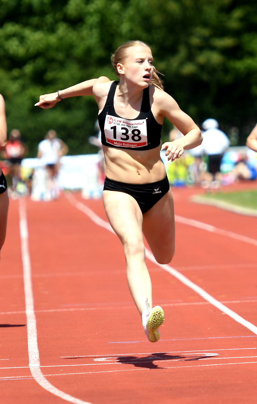 Maja Bolinger gehört bundesweit zu den besten Sprinterinnen des jüngeren U18-Jahrgangs 2009. Bei der Jugend-DM in Wattenscheid gelangen ihr über 100 Meter mit Platz sechs und über 100-Meter-Hürden mit Platz acht zwei Finalplatzierungen. Foto: Bottin