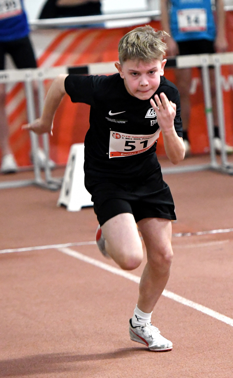 Bastian Sievert (M13) legte die 60 Meter in 9,10 Sekunden zur&uuml;ck. Foto: Bottin