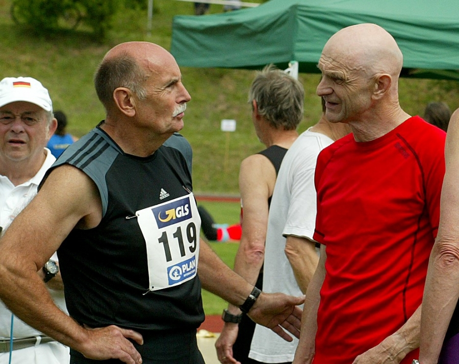 Smalltalk in der Wettkampfpause: Der Deutsche Meister Rudolf K&ouml;nig und Christoph Heldt (links).